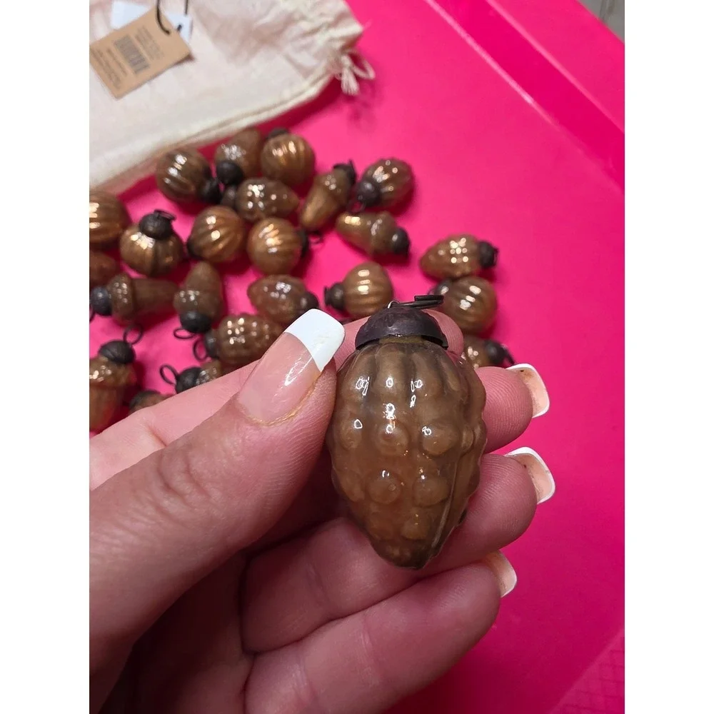Creative Co-op 36 Piece 1 Inch Amber Mercury Glass Mini Ornaments‎ XM7406 New